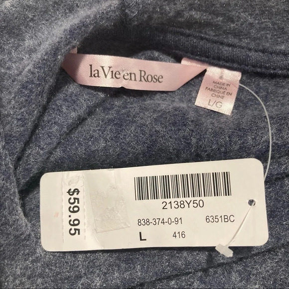 LA VIE EN ROSE Sz L La Vie En Lounge Kangaroo Pocket Hooded Long Tunic NEW - Picture 10 of 14